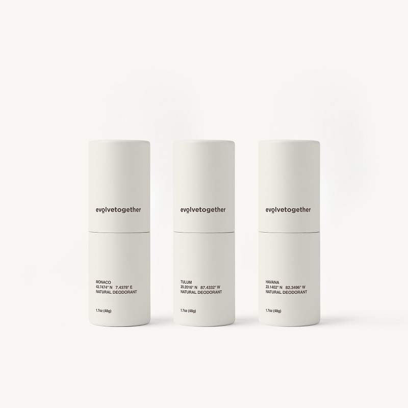 evolvetogether natural deodorant mini set - tulum + havana + monaco